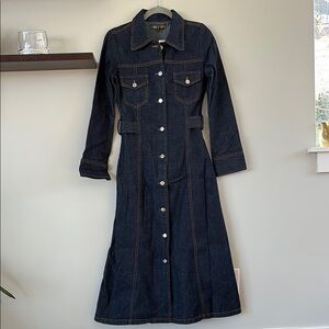 Vintage Denim Long Sleeve Button-Down Dress NWT